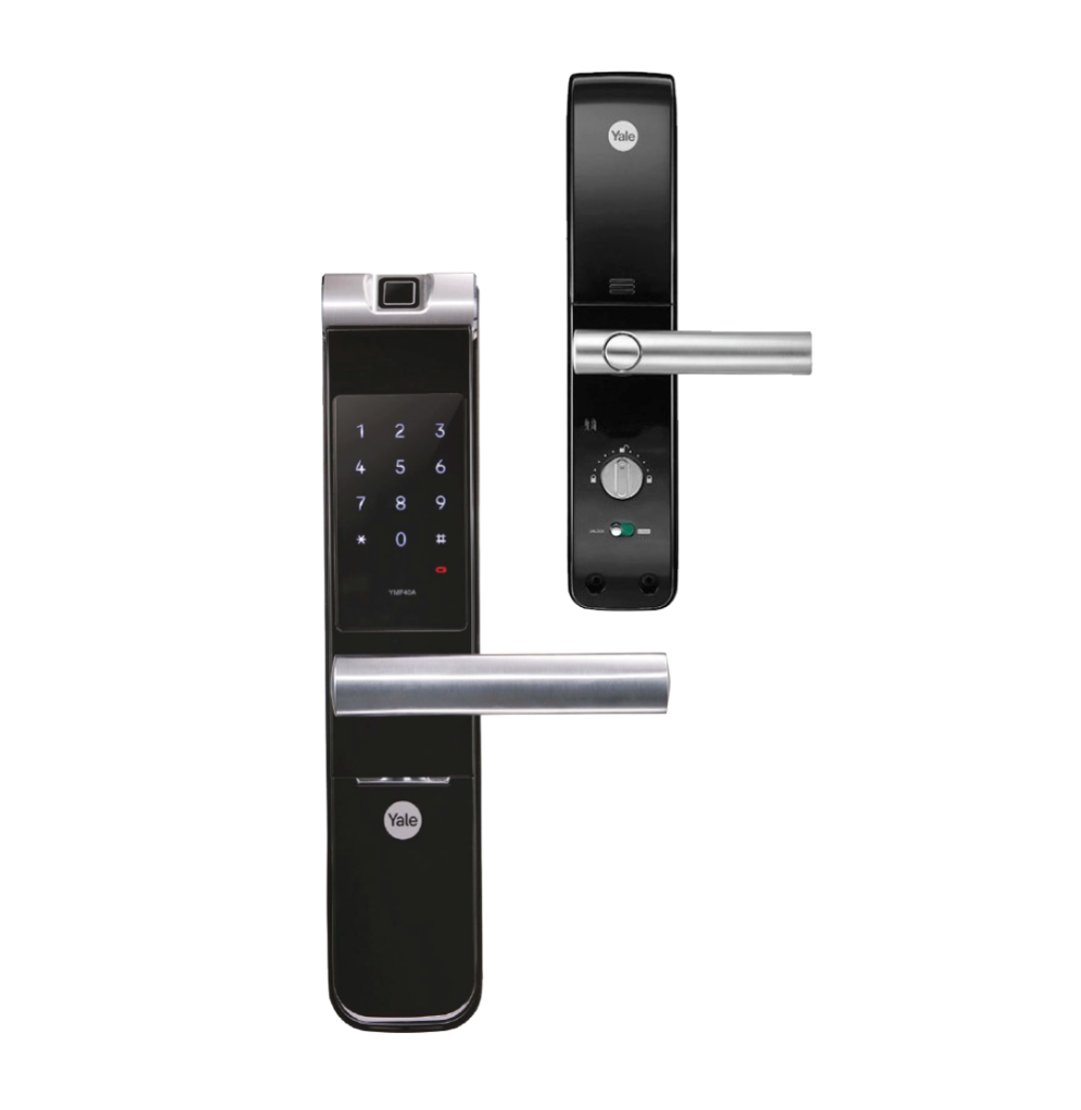 CERRADURA DIGITAL GRANDE DE TECLADO Y HUELLA CON MANIJA YMF40A YALE