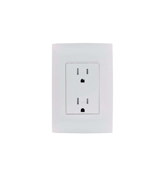 TOMACORRIENTE DOBLE TR CON PLACA CIEN 3 MODULOS BLANCO LEVITON