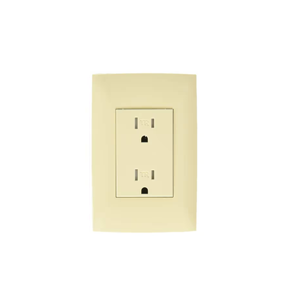TOMACORRIENTE DOBLE TR CON PLACA CIEN 3 MODULOS MARFIL LEVITON