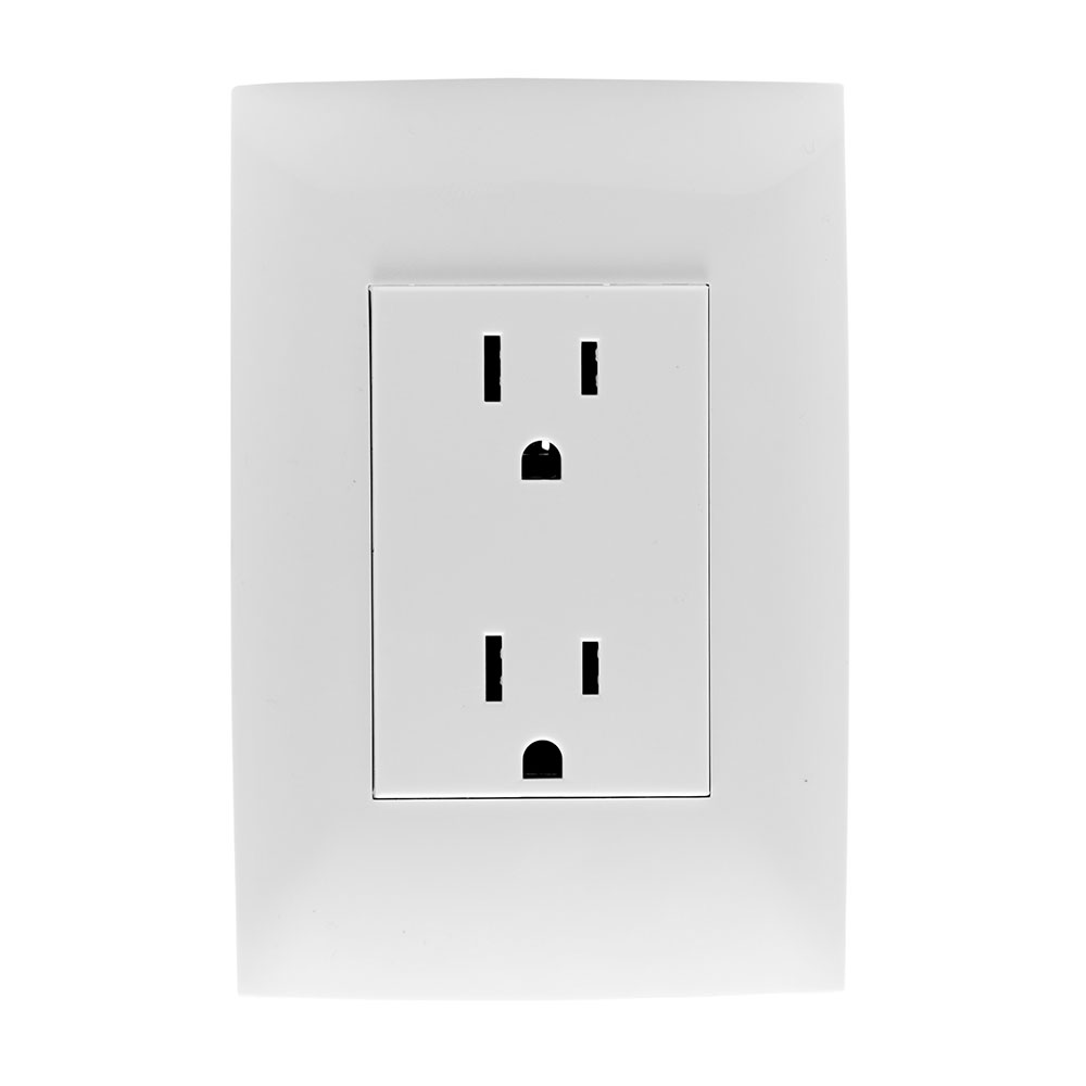TOMACORRIENTE DOBLE POLARIZADO CON PLACA CIEN 3 MODULOS BLANCO LEVITON