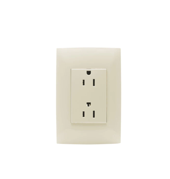 TOMACORRIENTE DOBLE POLARIZADO CON PLACA CIEN 3 MODULOS MARFIL LEVITON