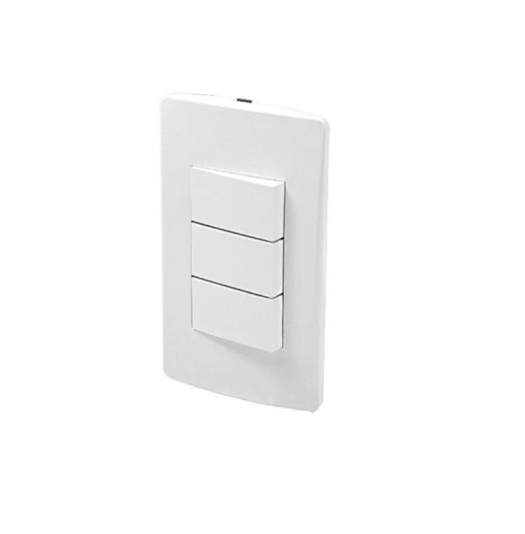INTERRUPTOR TRIPLE SENCILLO 10A 250V CON PLACA 2 MODULOS CIEN BLANCO LEVITON