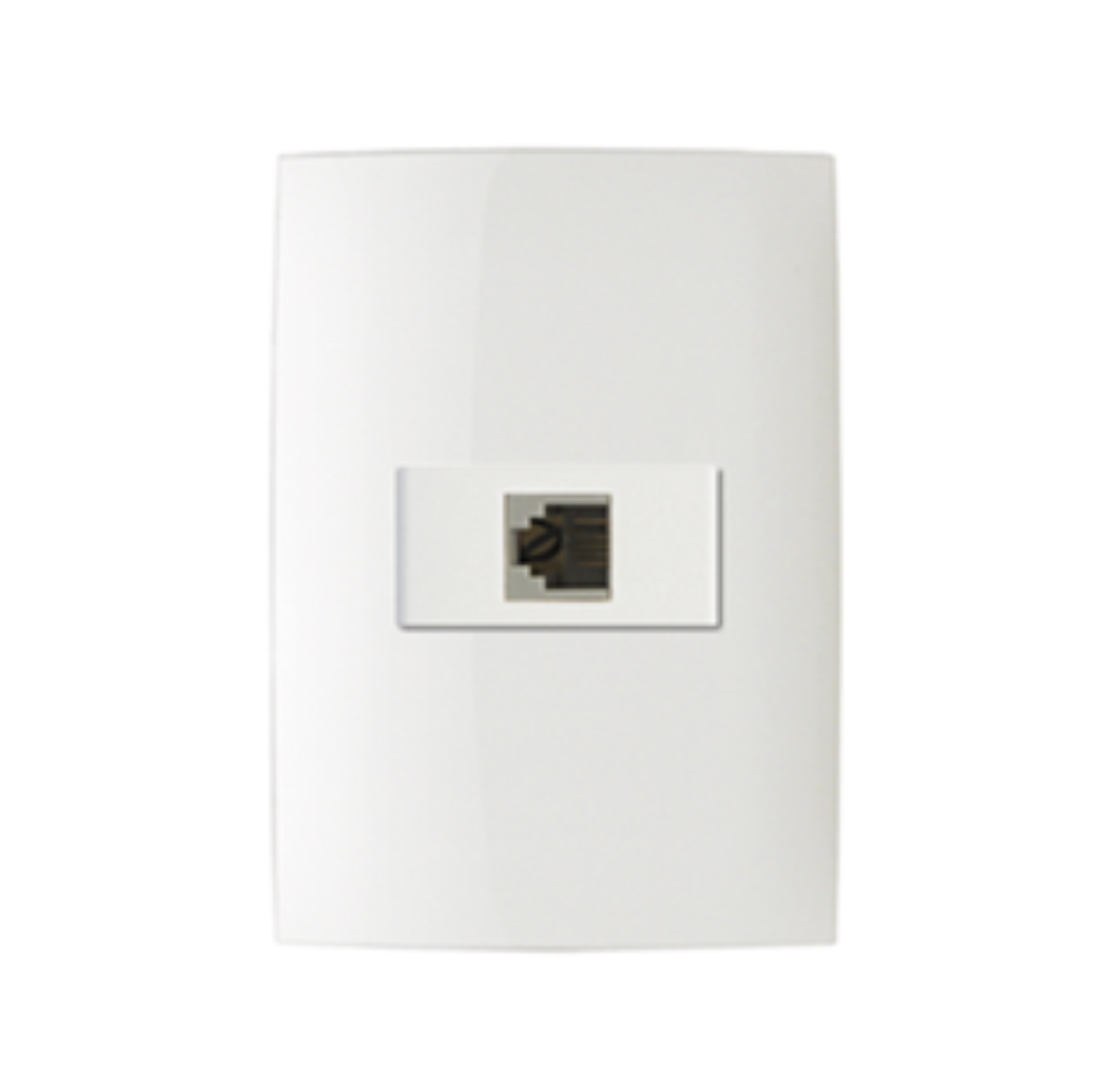 DADO TELEFÓNICO RJ11 CAT.3 1 MODULO CON PLACA CIEN 1 MODULO BLANCO LEVITON