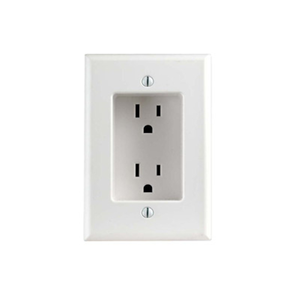 689-W TOMACORRIENTE DOBLE EMPOTRADO, 2 POLOS, 3 CABLES, 15 A-125 V, NEMA 5-15R CON TORNILLOS BLANCO LEVITON