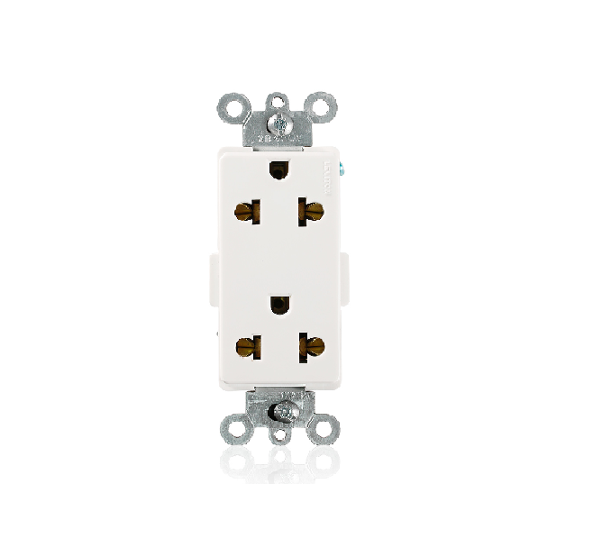 TOMACORRIENTE DÚPLEX/TOMACORRIENTE DECORA PLUS, UNIVERSAL, GRADO DE ESPECIFICACIÓN COMERCIAL, CARA LISA, 15/16 A, 125/250 V, CABLEADO POSTERIOR Y LATERAL, NEMA 1-15 R, 5-15 R, CEE 7/16, 2 POLOS, 3 HILOS - BLANCO