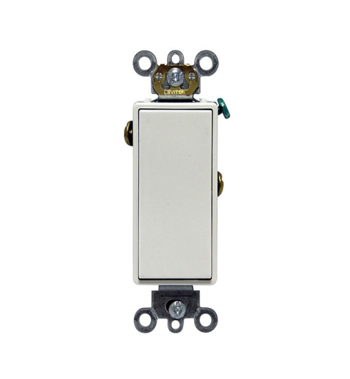 5691-2W INTERRUPTOR SILENCIOSO BALANCÍN DE CA DE UN POLO 15 A, 120/277 V, USO RESIDENCIAL CONEXIÓN A TIERRA GRIS DECORA LEVITON
