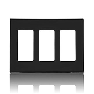 80311-SE PLACA DE PARED CIERRE 3 ESPACIOS SIN TORNILLOS POLICARBONATO NEGRO DECORA LEVITON