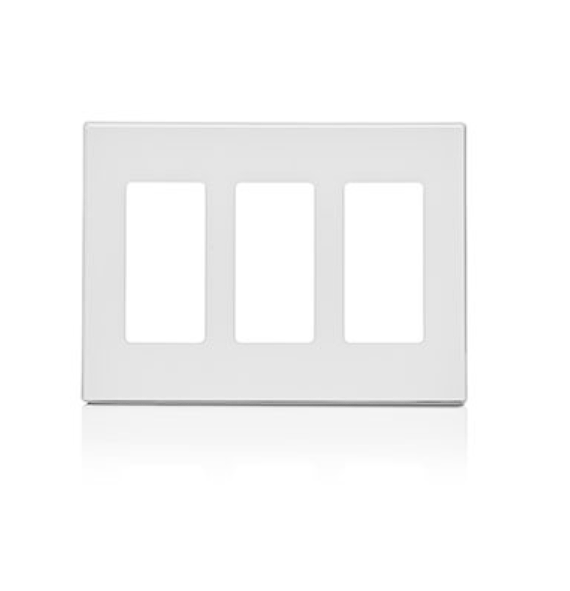 80311-SW PLACA DE PARED CIERRE 3 ESPACIOS SIN TORNILLOS POLICARBONATO BLANCO DECORA LEVITON