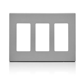 80311-GY PLACA DE PARED CIERRE 3 ESPACIOS SIN TORNILLOS POLICARBONATO GRIS DECORA LEVITON