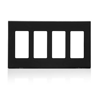 80312-SE PLACA DE PARED CIERRE 4 ESPACIOS SIN TORNILLOS POLICARBONATO NEGRO DECORA LEVITON