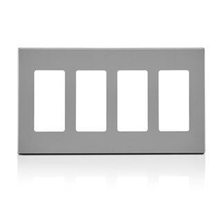 PLACA DE PARED CIERRE 4 ESPACIOS SIN TORNILLOS POLICARBONATO GRIS DECORA LEVITON