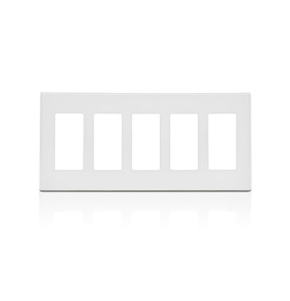 PLACA DE PARED CIERRE 5 ESPACIOS SIN TORNILLOS POLICARBONATO BLANCO DECORA LEVITON