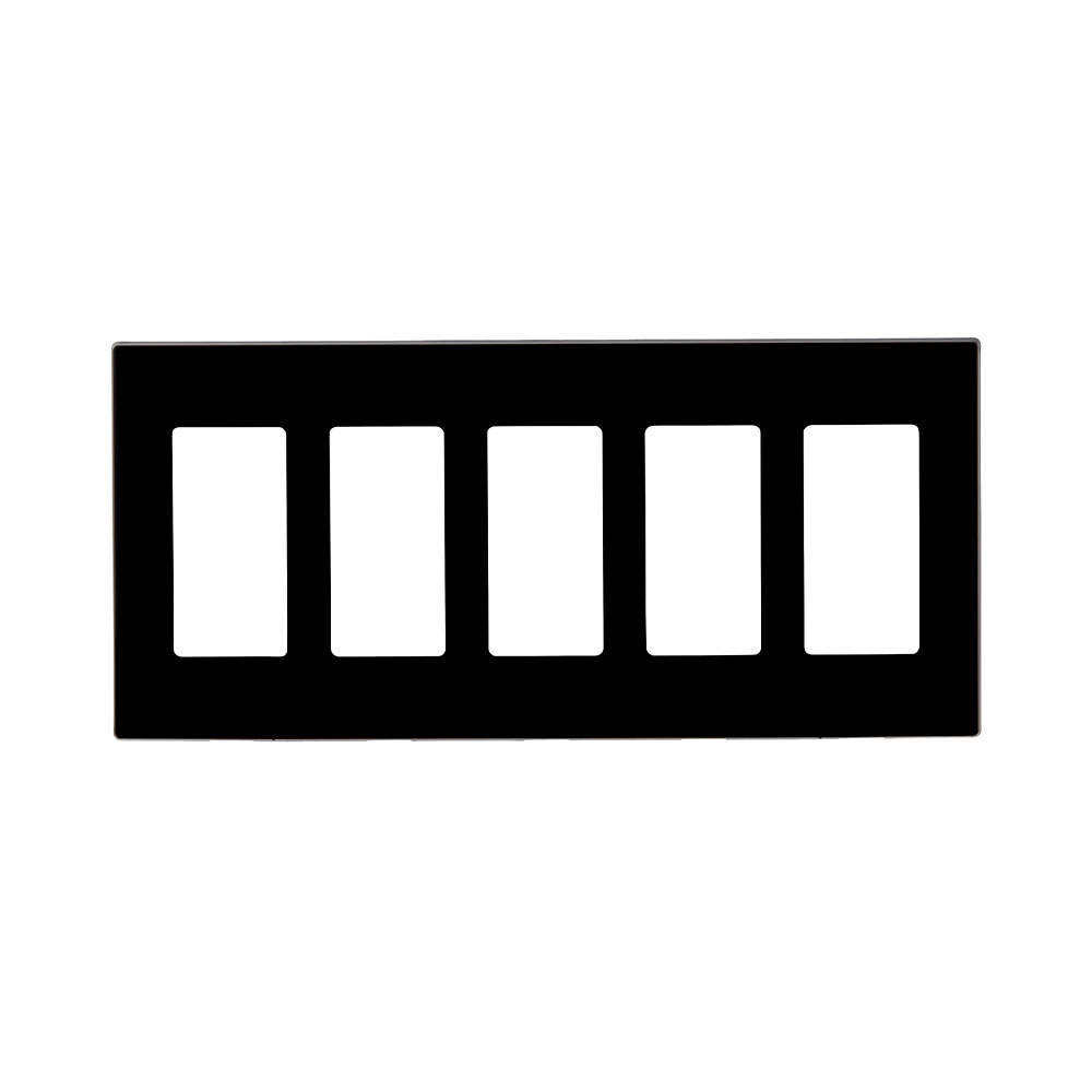 PLACA DE PARED CIERRE 5 ESPACIOS SIN TORNILLOS POLICARBONATO NEGRO DECORA LEVITON