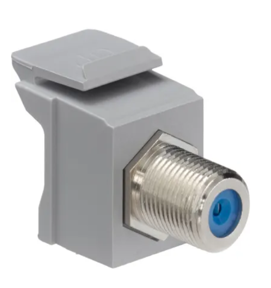 CONECTOR PASANTE F QUICKPORT PLATEADO CUBIERTA GRIS LEVITON