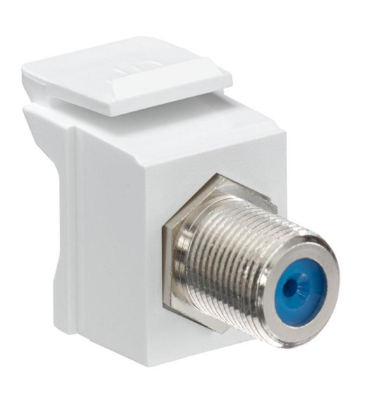 CONECTOR PASANTE F QUICKPORT PLATEADO CUBIERTA BLANCO LEVITON