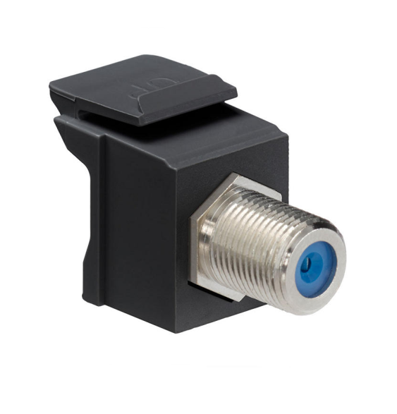 CONECTOR PASANTE F QUICKPORT PLATEADO CUBIERTA NEGRO LEVITON