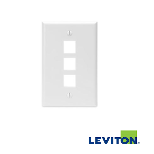 PLACA DE PARED QUICKPORT DE 3 PUERTOS COLOR BLANCO LEVITON