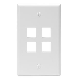 PLACA DE PARED LEVITON QUICKPORT DE 4 PUERTOS COLOR BLANCO