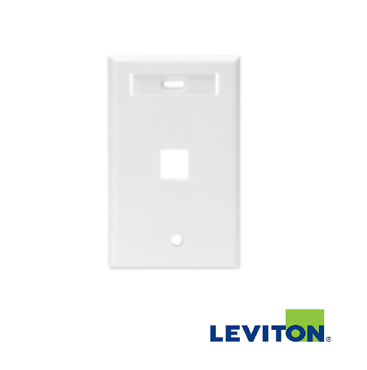 PLACA DE PARED QUICKPORT DE 1 PUERTO CON IDENTIFICADOR COLOR BLANCO LEVITON