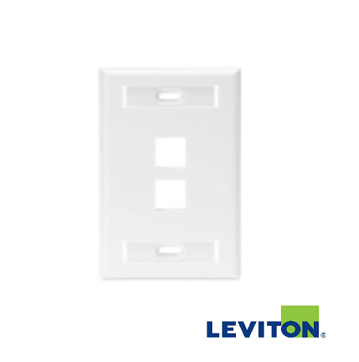 PLACA DE PARED QUICKPORT DE 2 PUERTOS CON IDENTIFICADOR COLOR BLANCO LEVITON