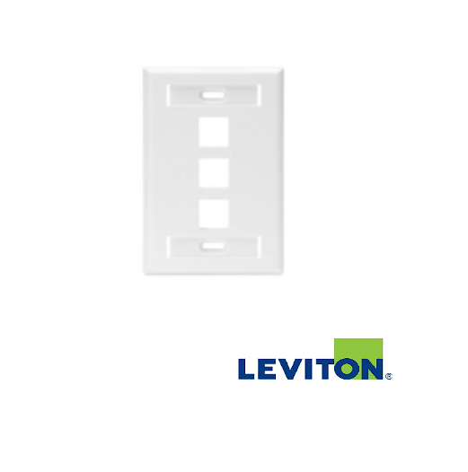 PLACA DE PARED LEVITON QUICKPORT DE 3 PUERTOS CON IDENTIFICADOR COLOR BLANCO