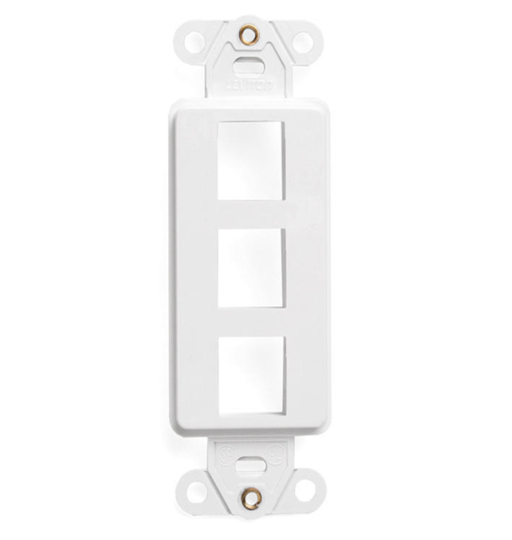 SOPORTE DECORA LEVITON 3 MODULOS QUICKPORT COLOR BLANCO