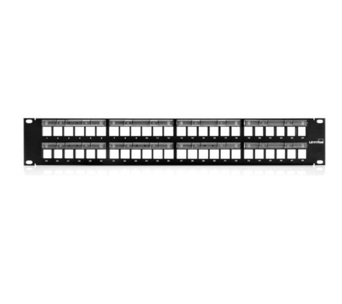 PATCH PANEL 48 PUERTOS QUICKPORT VACÍO 2RU CON LENTE DE AUMENTO LEVITON