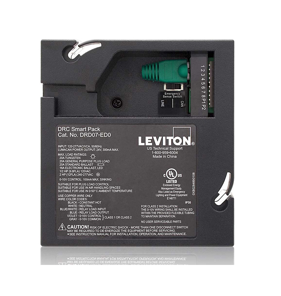 PAQUETE INTELIGENTE DIMMER 0-10V+RELAY 120-277VAC, 20A MAX. GREENMAX DRC LEVITON