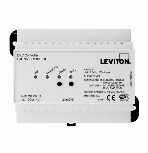 CONTROLADOR DE HABITACIÓN DE BAJO VOLTAJE GREENMAX DRC CON INTERFAZ A LUMACAN, LUMINA RF, ZIGBEE Y WI-FI RIEL DIN LEVITON