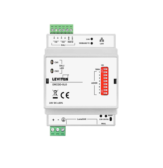 GATEWAY DE LUMACAN A DALI CON 2 CANALES DALI GREENMAX DRC LEVITON