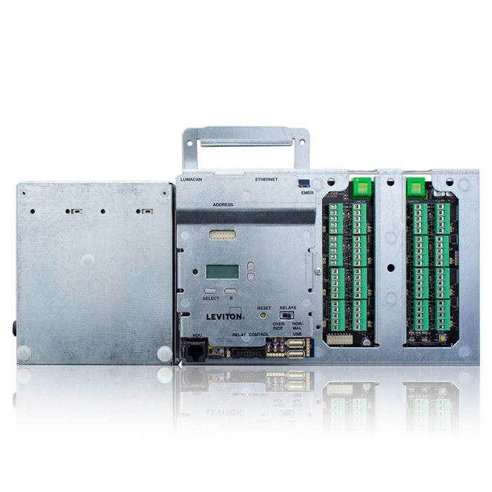 MODULO DE COMANDOS DE RELÉS GREENMAX CON PROCESADOR PRINCIPAL, LUMACAN 3 INCLUYE FUENTE DE PODER DE 70W CON 8 ENTRADAS DE BAJO VOLTAJE LEVITON 