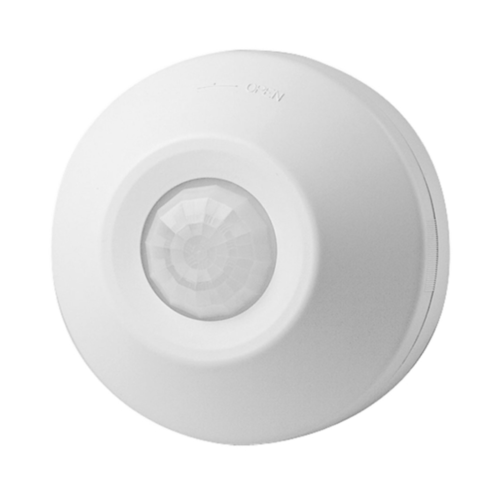 SENSOR PIR AUTÓNOMO DE OCUPACIÓN 2.4 A 3MT DE ALTURA 360 GRADOS 120V TIEMPO AJUSTABLE DE 20 SEGUNDOS A 15 MINUTOS LEVITON