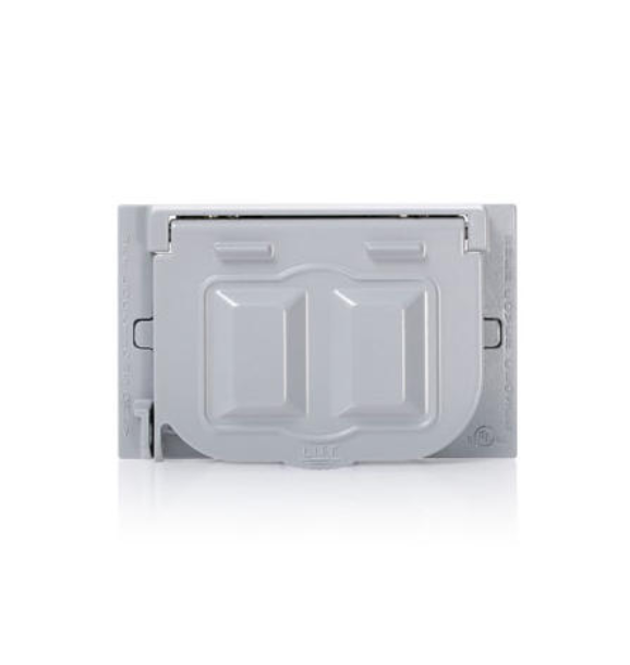 PLACA METÁLICA PARA RECEPTÁCULO DÚPLEX, SENCILLO O GFCI MONTAJE VERTICAL LEVITON