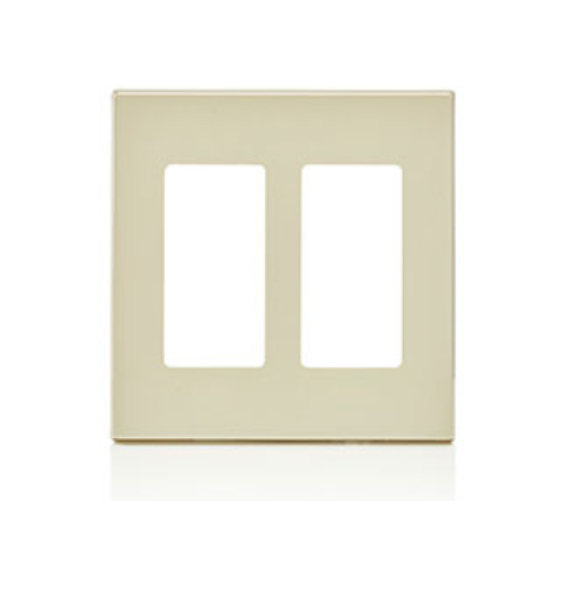 80309-ST PLACA DE PARED CIERRE 2 ESPACIOS SIN TORNILLOS POLICARBONATO ALMENDRA CLARA DECORA LEVITON