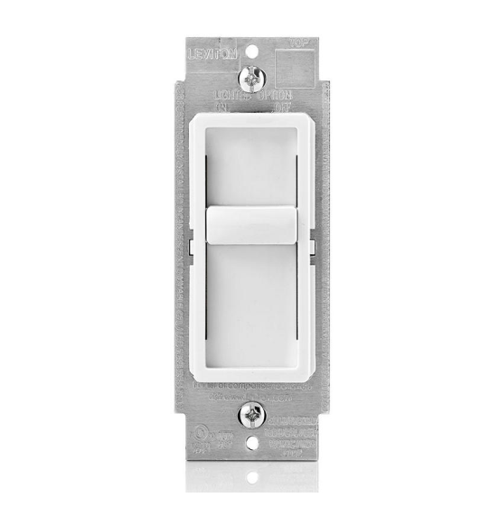 INTERRUPTOR DE ATENUACIÓN SURESLIDE PARA BOMBILLAS LED, HALÓGENAS E INCANDESCENTES REGULABLES BLANCO LEVITON