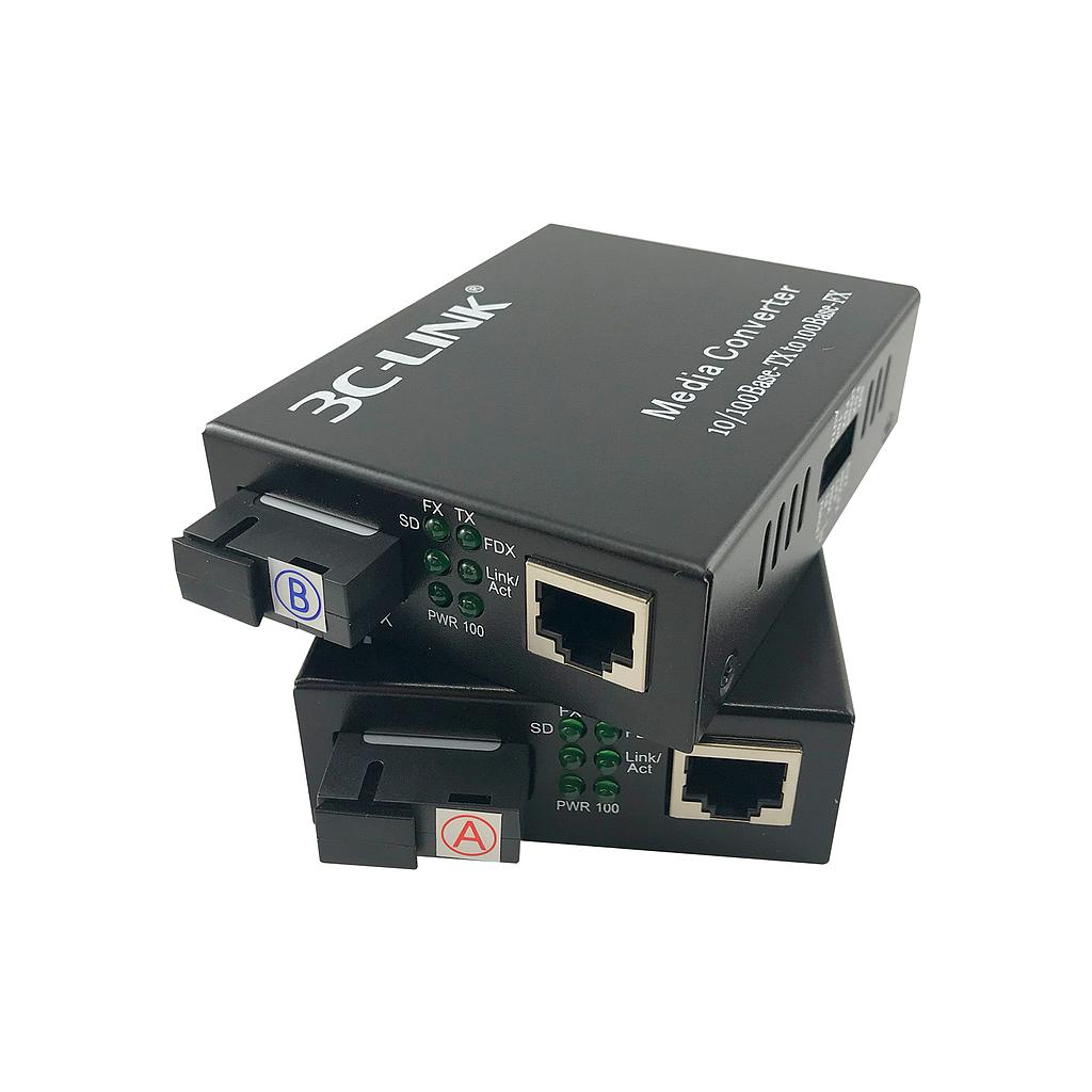 Media converter datos, TX/RX en un hilo SM, SC, 20Km, 10/100/1000Mb, marca 3C-LINK