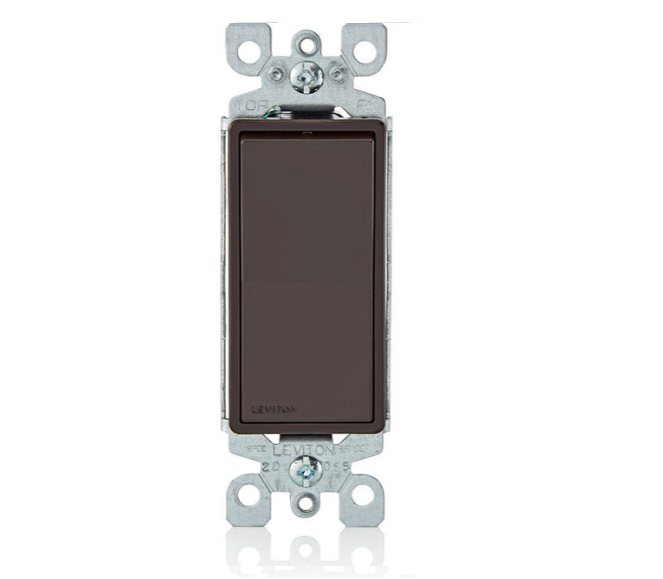 INTERRUPTOR SILENCIOSO BALANCÍN DE CA DE UN POLO DECORA 15 A 120/277 V USO RESIDENCIAL CONEXIÓN A TIERRA CON CABLEADO A PRESIÓN Y LATERAL QUICKWIRE  LEVITON