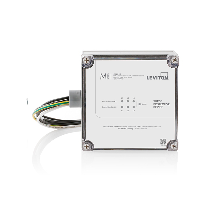 SUPRESOR TIPO 2 SERIE M, 208Y/120 V CA, Y trifásico, Clasificación de corriente de sobretensión máxima de 130kA por modo/260 kA por fase