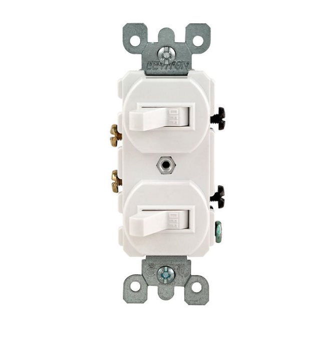 APAGADOR DE 15 AMP, 120/277 Volt, DUPLEX SINGLE POLE COMBINADO SWITCH, WHITE
