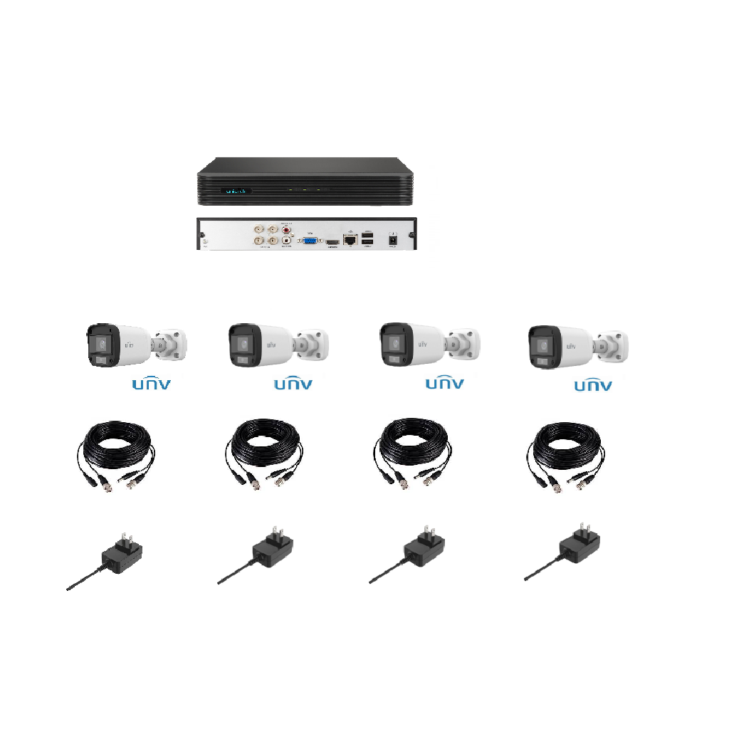 KIT COMBO 4 CAMARAS ANALOGAS SIN AUDIO, XVR DE 4 CH, C/ARMADO SIN DISCO