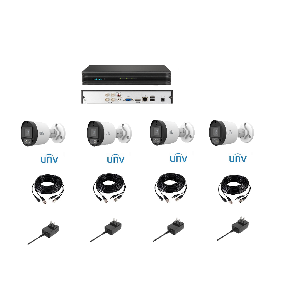 KIT COMBO  XVR 4 CAMARAS COLOR HUNTER ANALOGAS CON AUDIO, XVR DE 4 CH, C/ARMADO SIN DISCO
