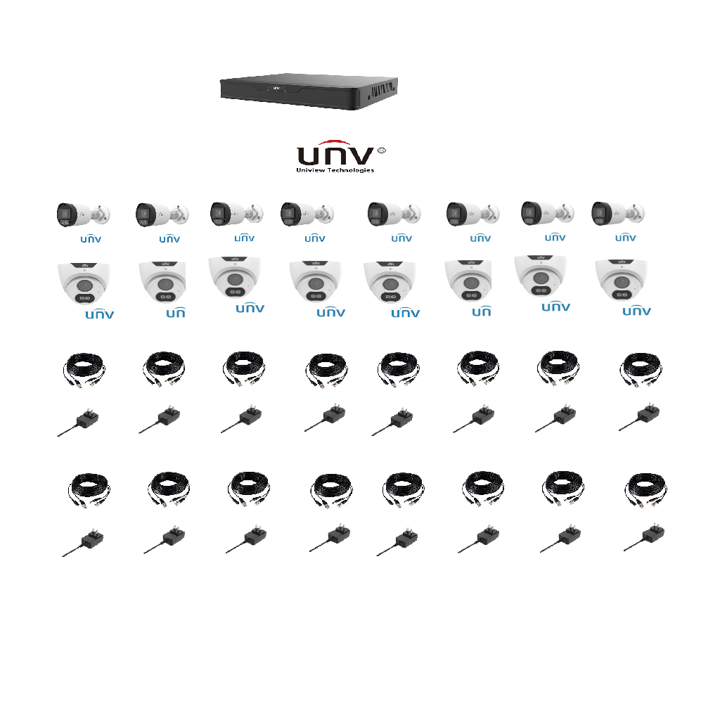 KIT COMBO XVR 16 CAMARAS COLOR HUNTER ANALOGAS CON AUDIO, XVR DE 16 CH, C/ARMADO SIN DISCO