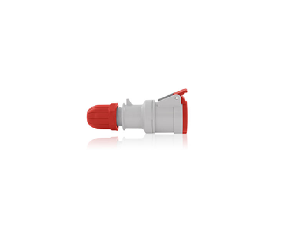 CLAVIJA DE 2 A, 380-415 V, 3P+E (3P, 4W), POSICION DE RELOJ A 6, IEC/ EN 60309-1 y 60309-2, Conector con configuración internacional, grado industrial, IP44, A prueba de salpicaduras - ROJO
