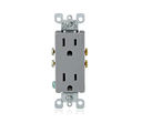15 A, 125 V, NEMA 5-15 R, 2 POLOS, 3 HILOS, TOMACORRIENTE DÚPLEX DECORA, HOJA RECTA, GRADO RESIDENCIAL, CONEXIÓN A TIERRA, QUICKWIRE A PRESIÓN Y CABLEADO LATERAL, SOPORTE DE ACERO - GRIS DECORA LEVITON