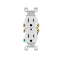 15 A, 125 V, NEMA 5-15R, 2P, 3W, TOMACORRIENTE DÚPLEX CON PESTAÑAS, HOJA RECTA, USO RESIDENCIAL, CONEXIÓN A TIERRA, TODOS LOS TORNILLOS SIN APRETAR, CON CABLEADO A PRESIÓN Y LATERAL QUICKWIRE, CORREA DE ACERO, - BLANCO LEVITON