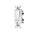 5625-W 15 A, 120 V, INTERRUPTOR DE COMBINACIÓN DE CA UNIPOLAR/5-15R DECORA, USO COMERCIAL, CONEXIÓN A TIERRA, CABLEADO LATERAL, - BLANCO LEVITON