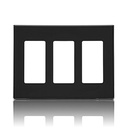 80311-SE PLACA DE PARED CIERRE 3 ESPACIOS SIN TORNILLOS POLICARBONATO NEGRO DECORA LEVITON