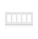 PLACA DE PARED CIERRE 5 ESPACIOS SIN TORNILLOS POLICARBONATO BLANCO DECORA LEVITON