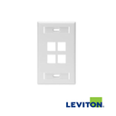 PLACA DE PARED LEVITON QUICKPORT DE 4 PUERTOS CON IDENTIFICADOR COLOR BLANCO