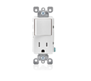 COMBINACIÓN DE INTERRUPTOR SIMPLE Y TOMACORRIENTE TR BLANCO DECORA LEVITON